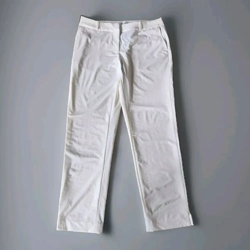 Fairway & Greene Women's 8 White Golf Stretchy Straight Leg Pants Resort Active